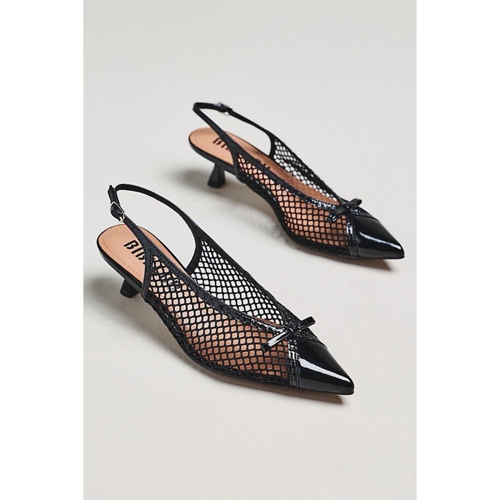 Bibi Lou Mesh slingback kitten heels Black NIB size 8.5